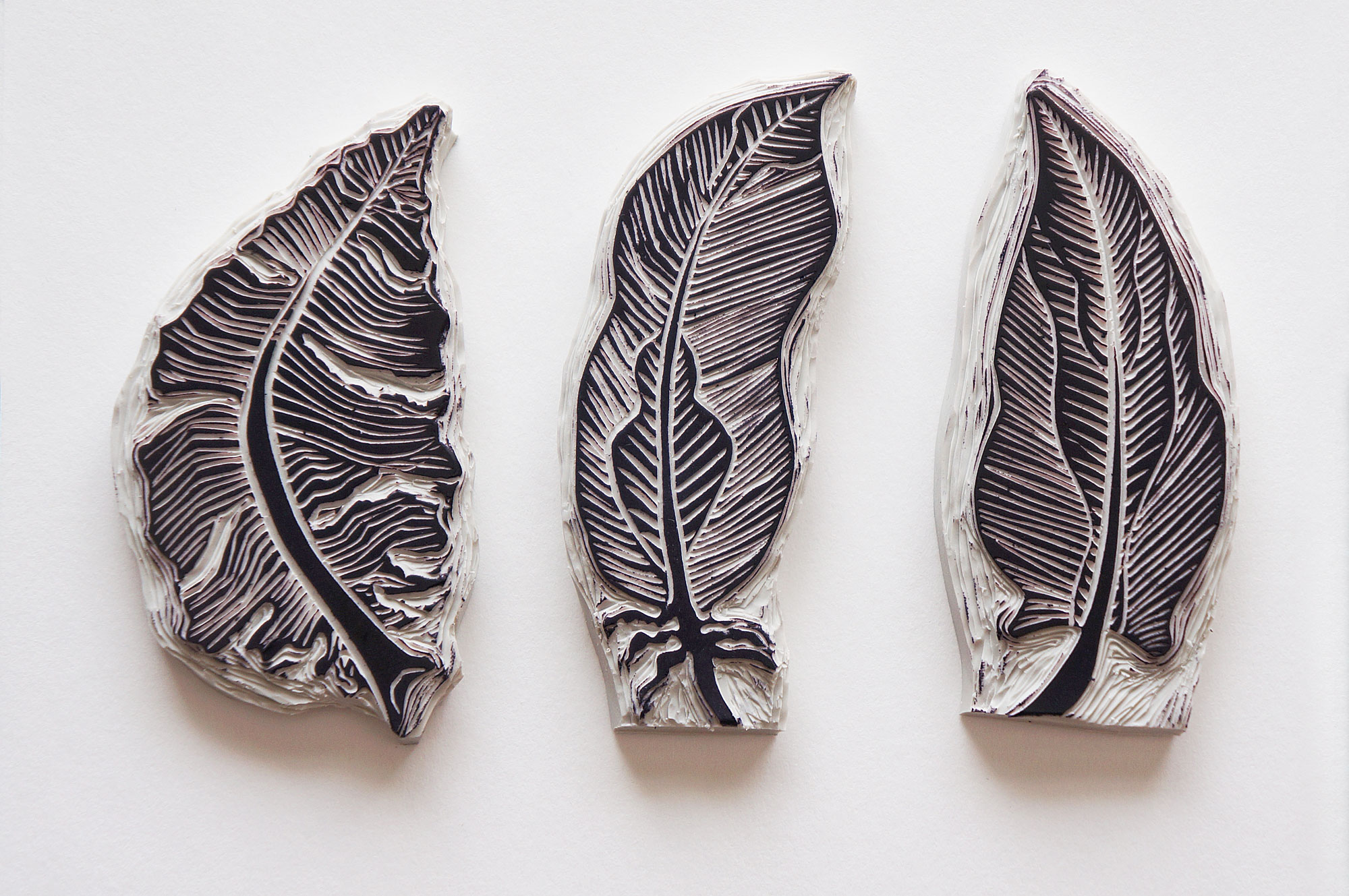 Set of Hand Carved Feather Stamps